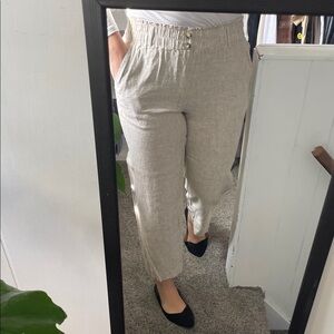 Women's Cream Linen Pants